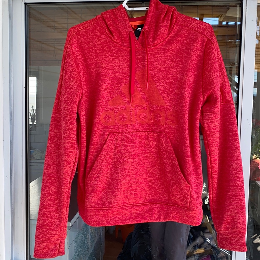 Adidas red fleece hoodie